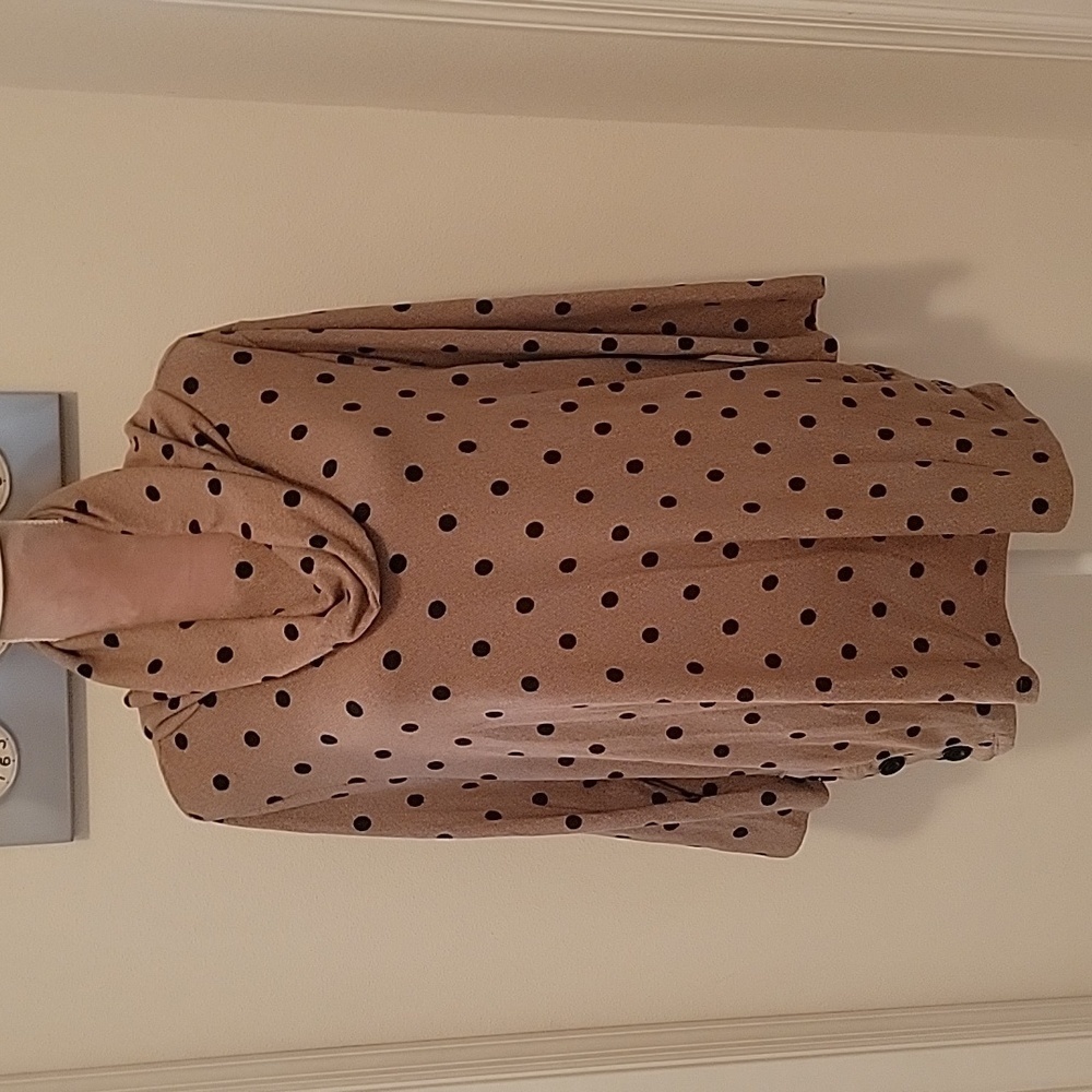 Robert Louis Brown w/ Black Polka Dot Fleece Cowl Neck, Size XL, Pullover